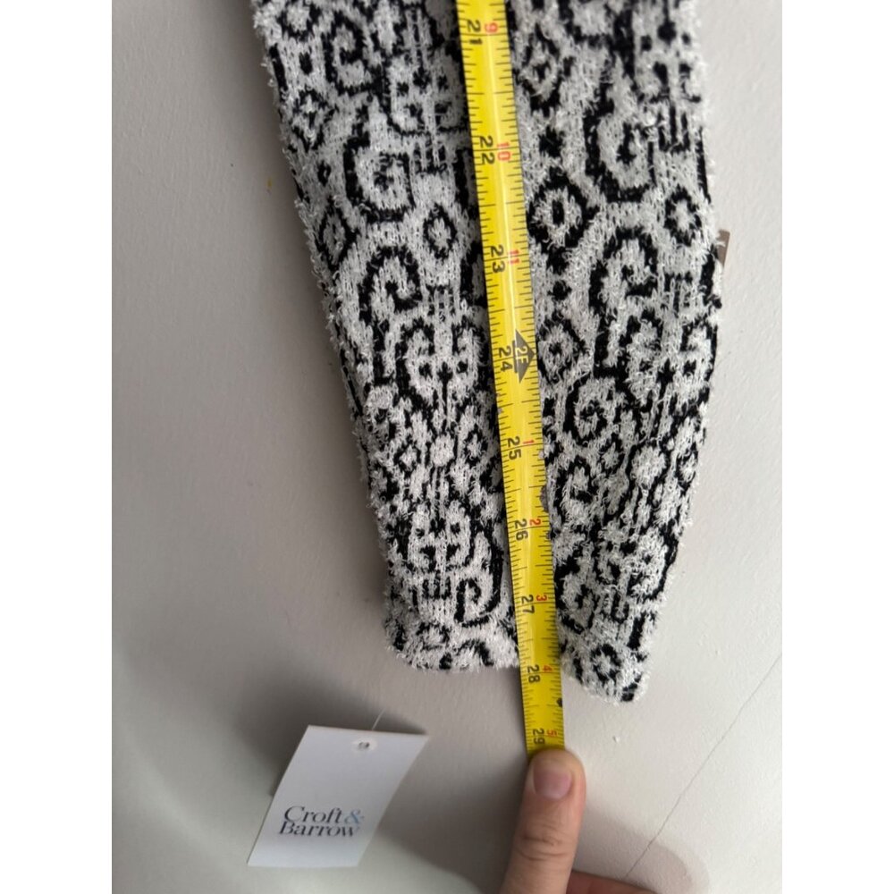 Croft & Barrow Eyelash Knit Cowl Neck Sweater - Medium - Grey & Black Pattern - Picture 14 of 16